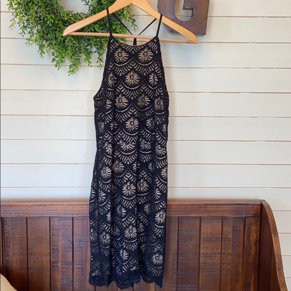 Monteau Black Lace Midi Dress